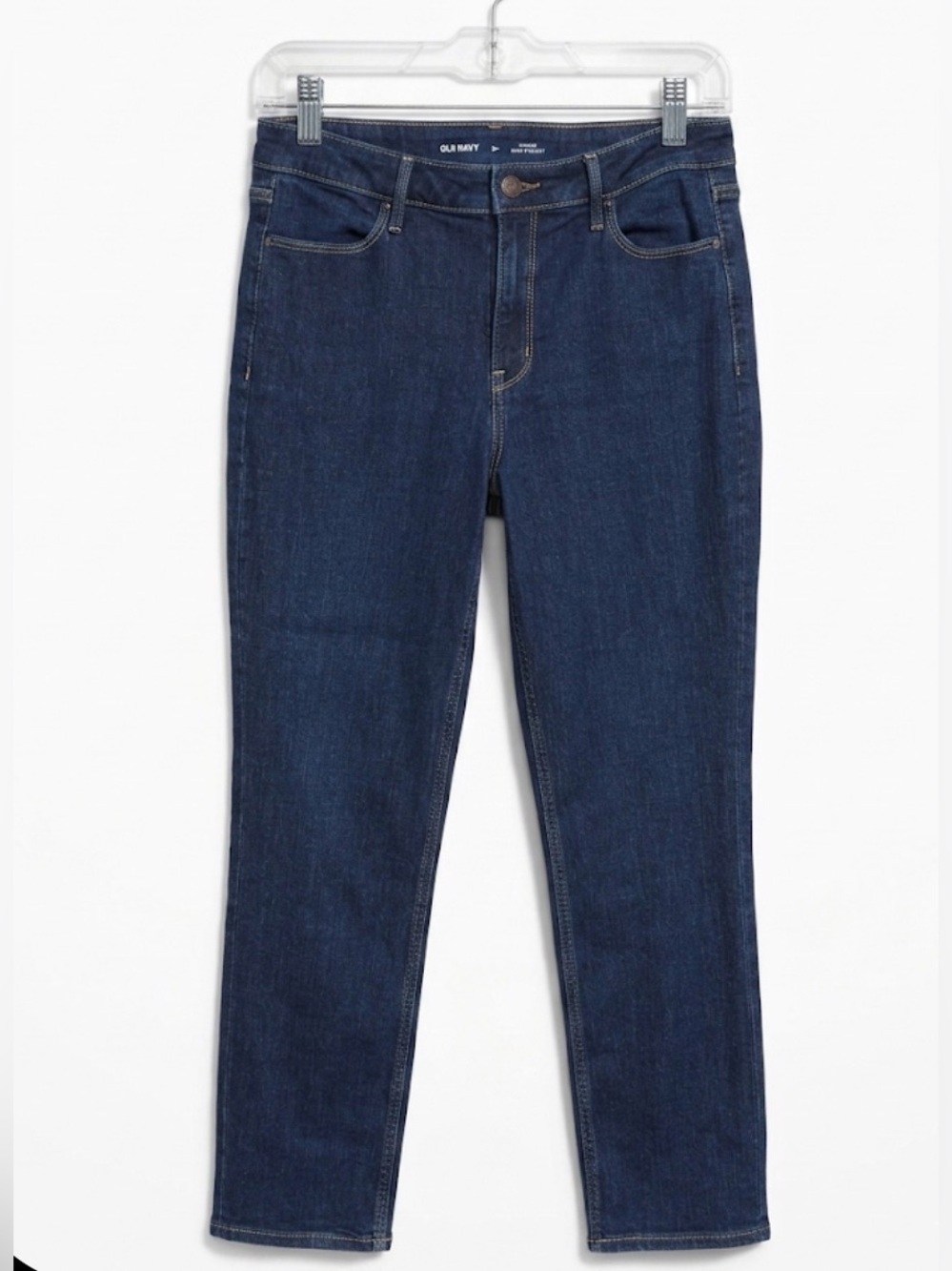 Old Navy Women's High-Rise WOW STRAIGHT Jeans in Dark Blue Denim